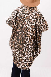 Leopard Plus Size Draped Open Front Cardigan